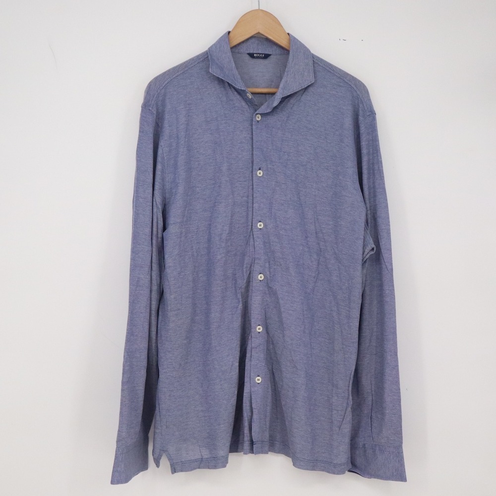 Boggi Milano Shirt Mens XL Blue Button-Down Long Sleeve Excellent